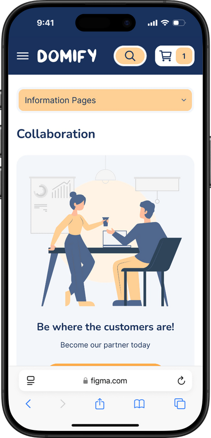 Design of the Cooperation page of an online store for Mobile