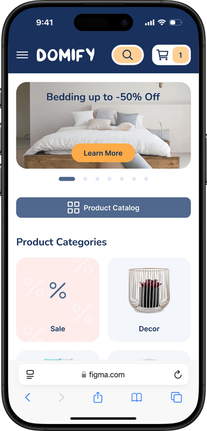 Design of the Home Page of an online store for Mobile