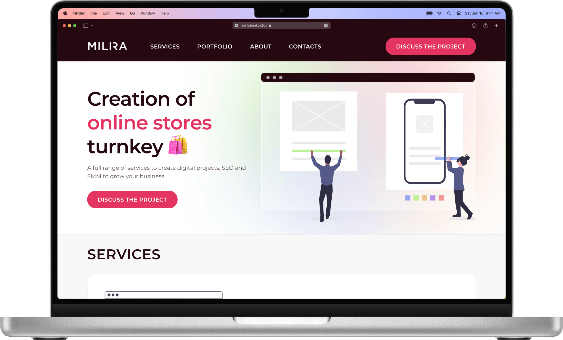 Milira Minimalistic landing page for a web dev agency redesign Desktop