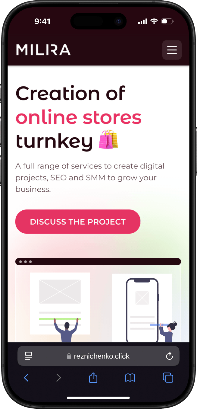 Milira Minimalistic landing page for a web dev agency redesign Mobile