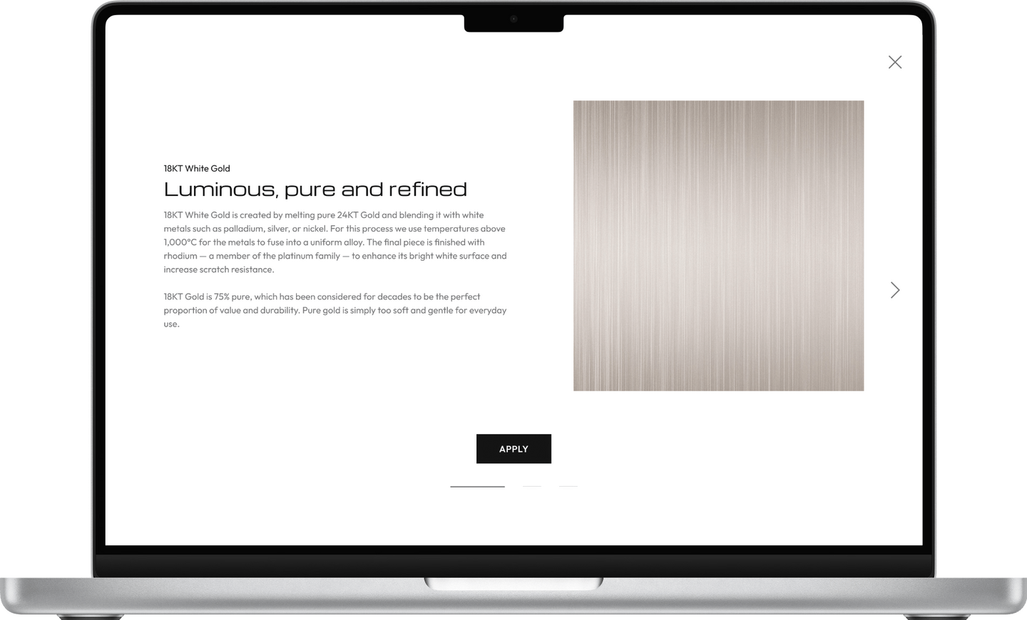 Design of the Materials Pop-up of a Jewelry Configurator for Desktop