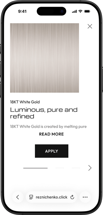 Design of the Materials Pop-up of a Jewelry Configurator for Mobile