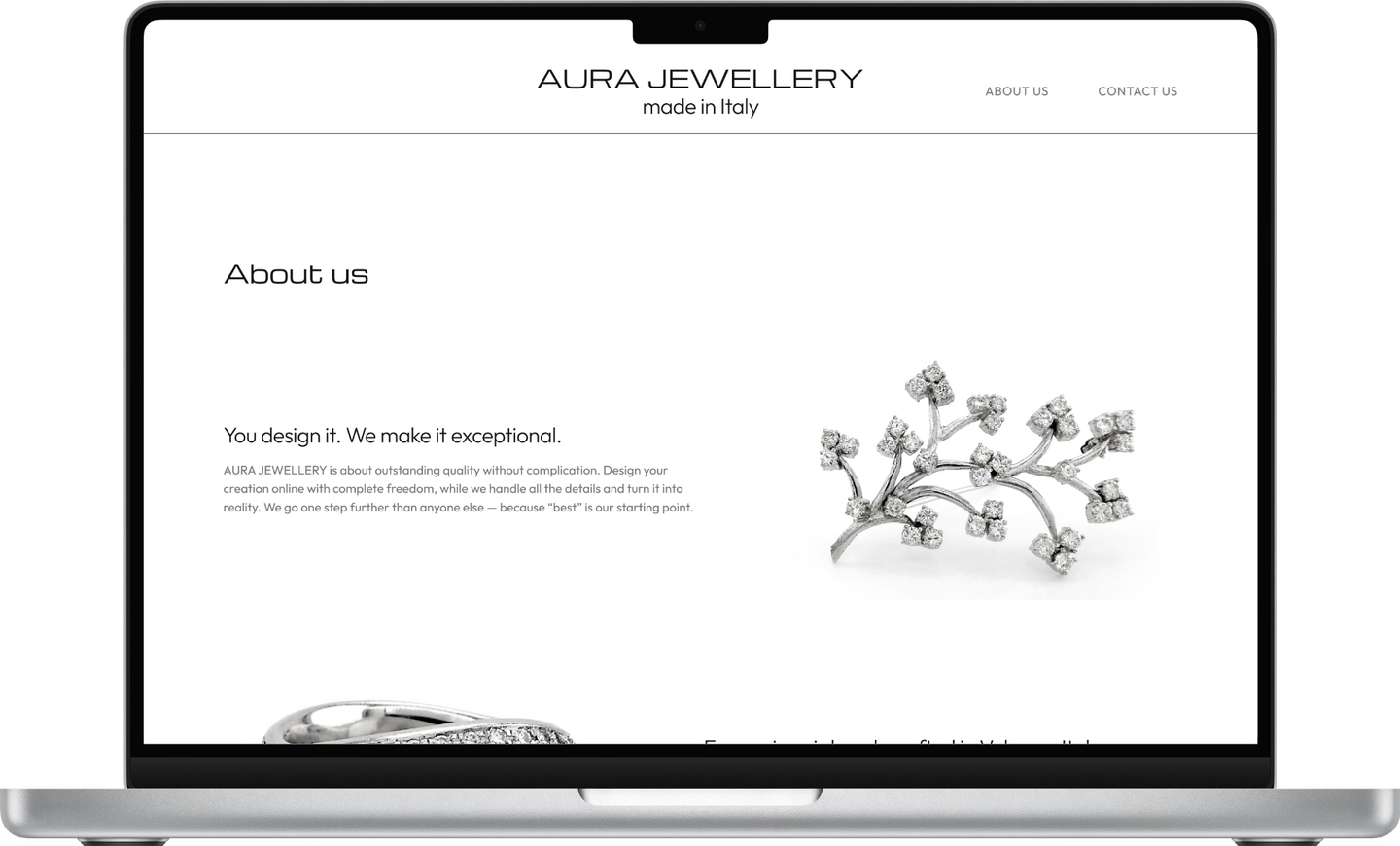 Design of the About Us Page of a Jewelry Configurator for Desktop
