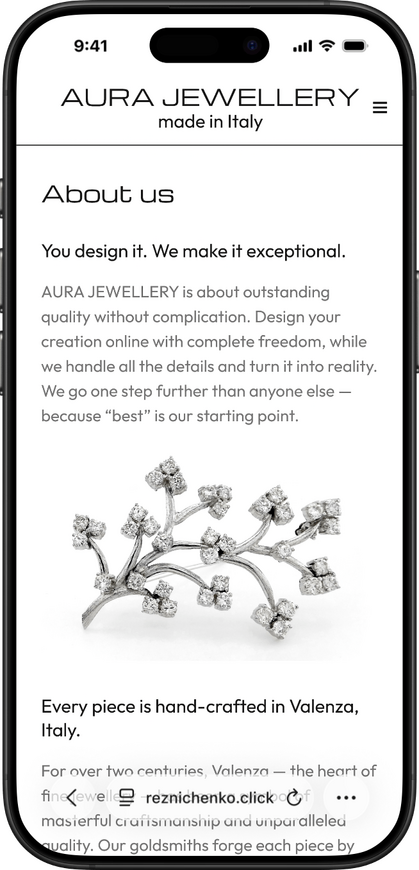 Design of the About Page of a Jewelry Configurator for Mobile