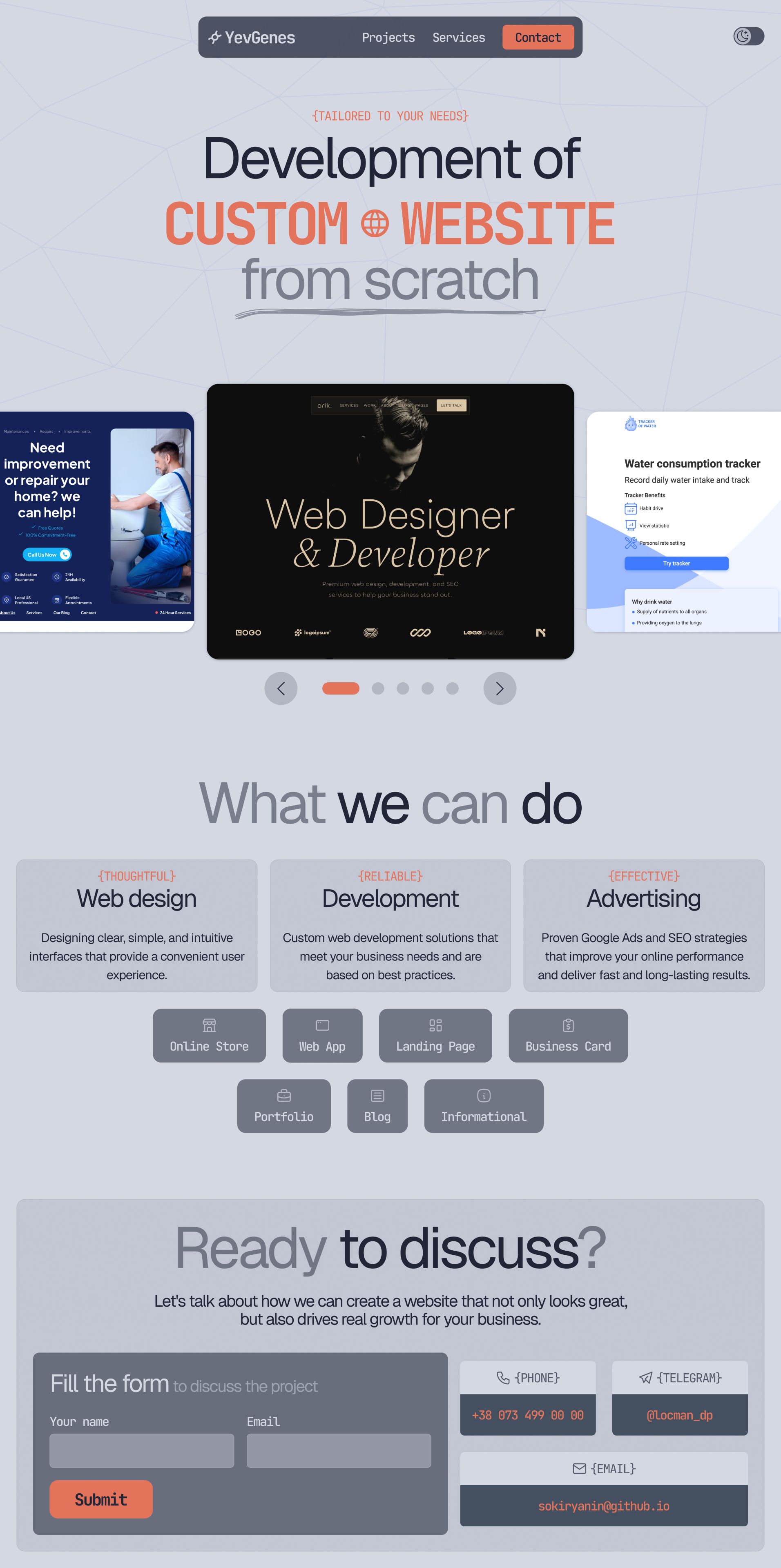 Quirky landing page Design