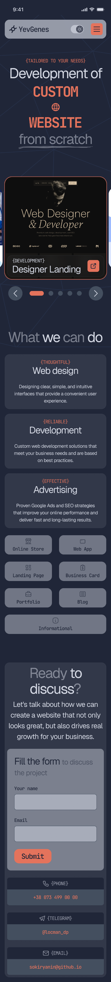 Quirky landing page Design