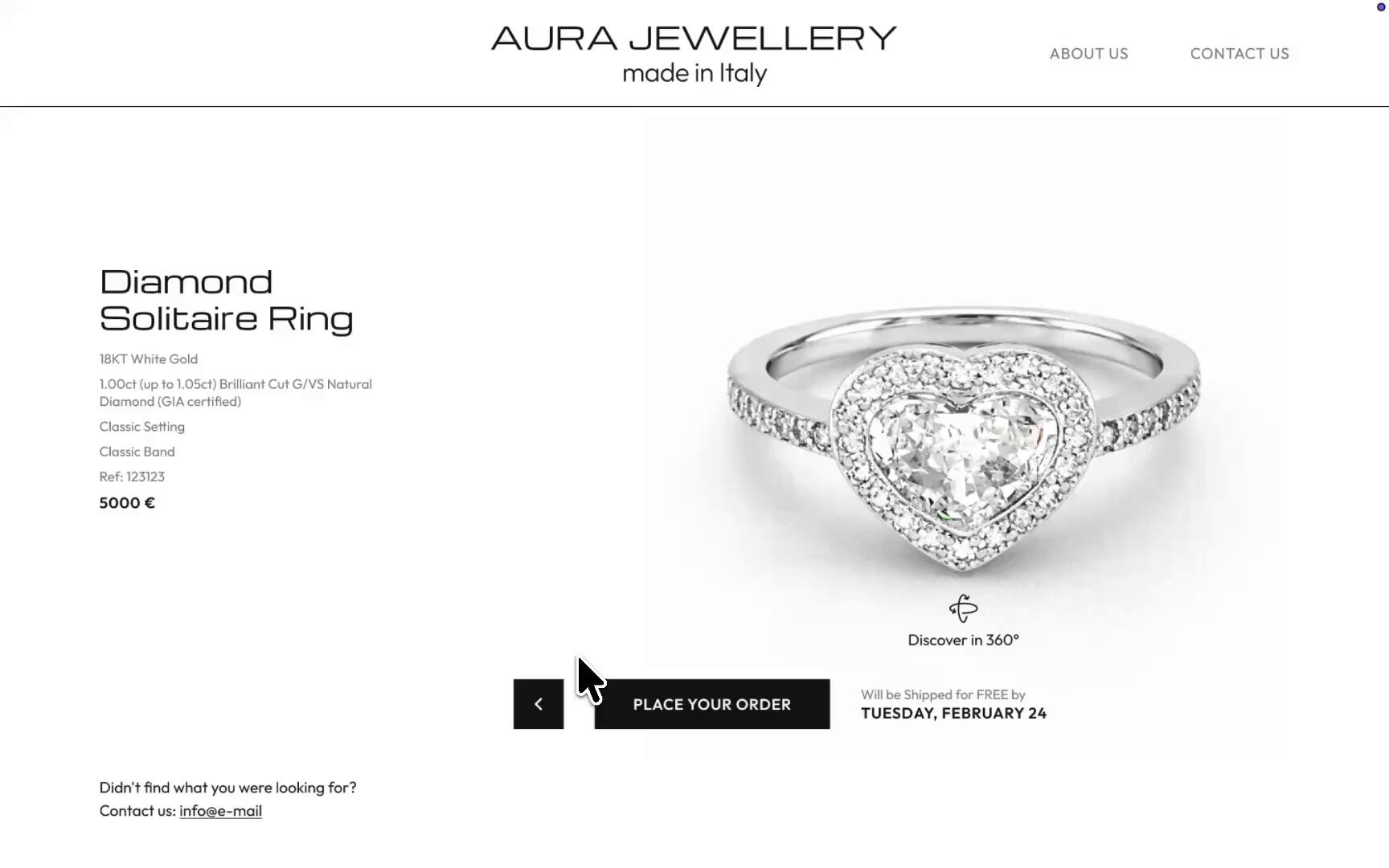 Video of the jewelry online shop checkout prototype