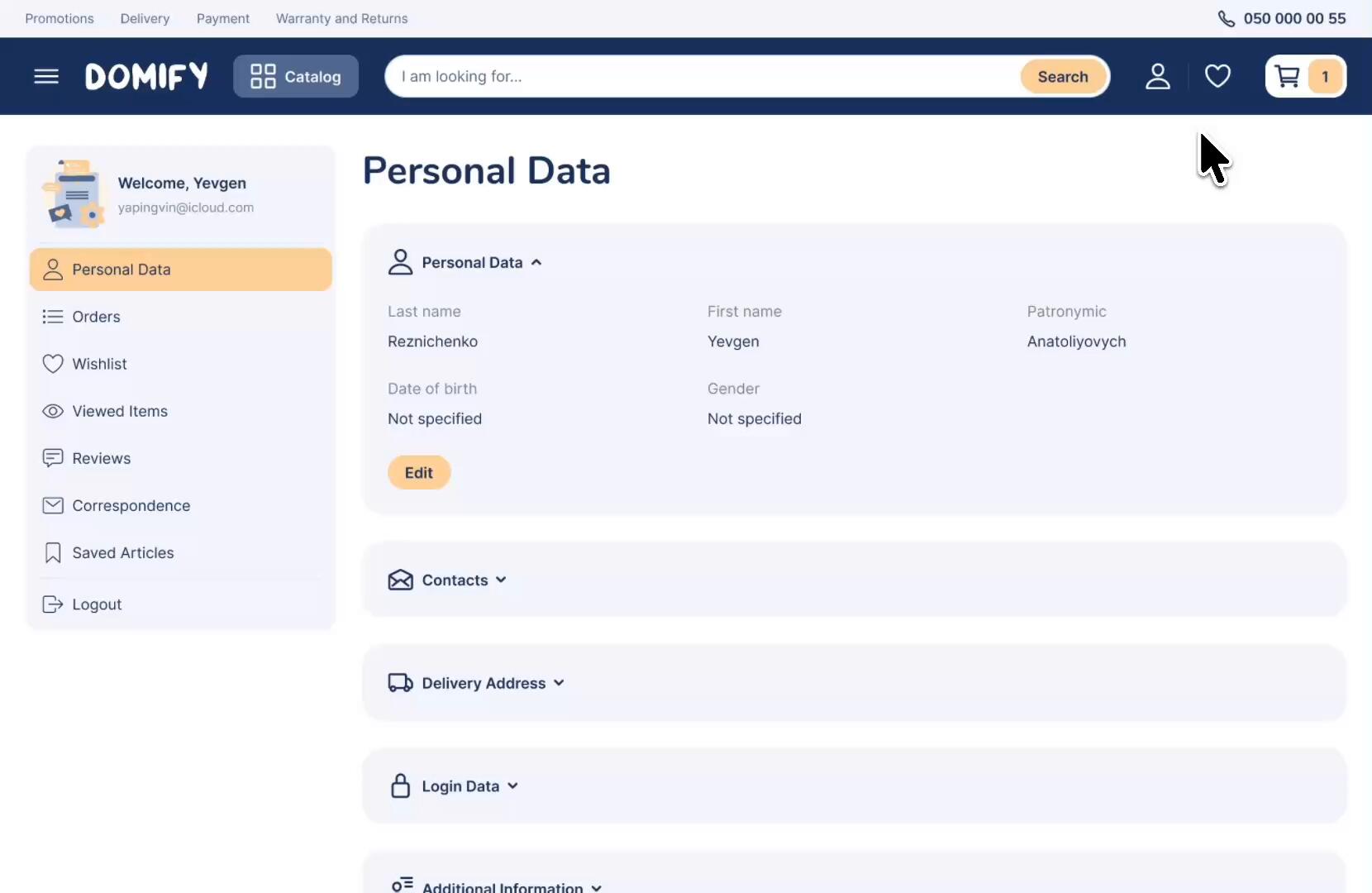Video of the Cabinet of the Domify online store